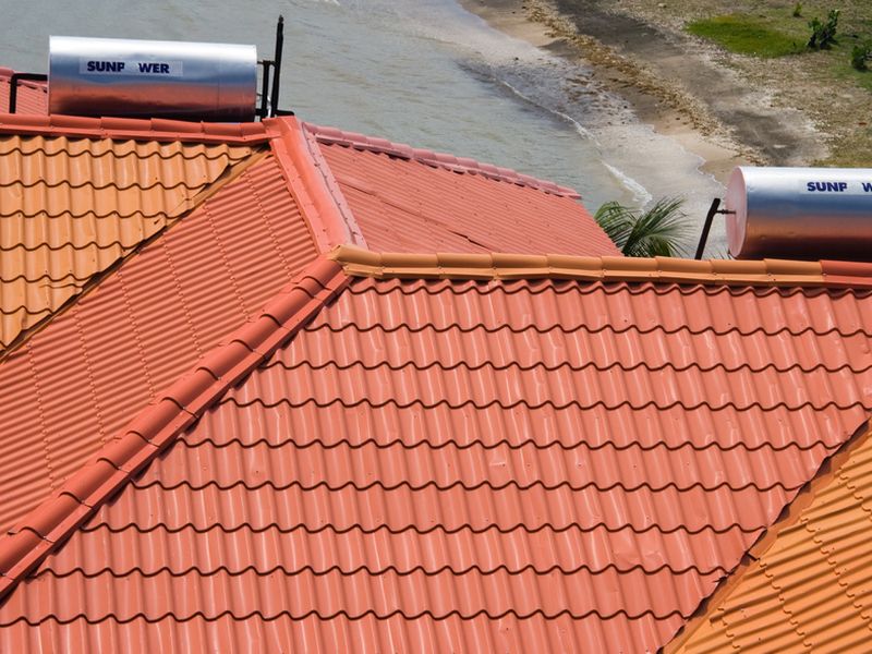 Newly fitted terracotta tile roof